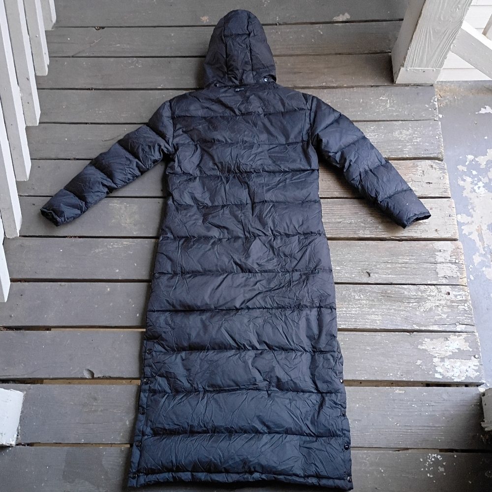 FUBU Vintage Women's Puffer Trench Black Hooded Coat Size Small - Picture 2 of 9